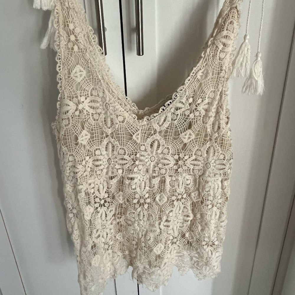 AQUA Crocheted Knit Tank Top